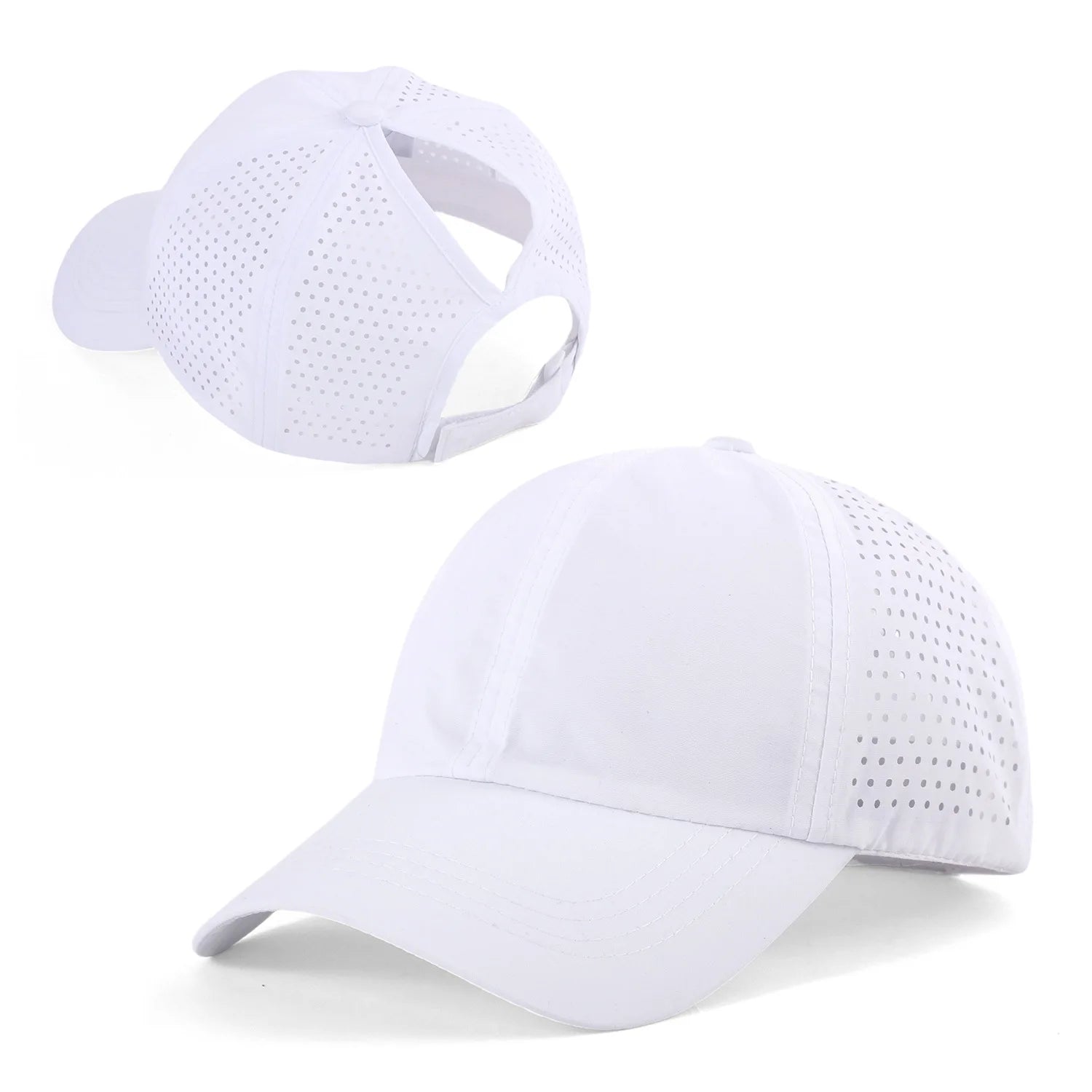 Damen Zopf Cap | Damen & Herren Mesh Atmungsaktive Baseballcap | UV-Schutz & Ponytail-freundlich Verstellbar Kaufschwan® Weiß