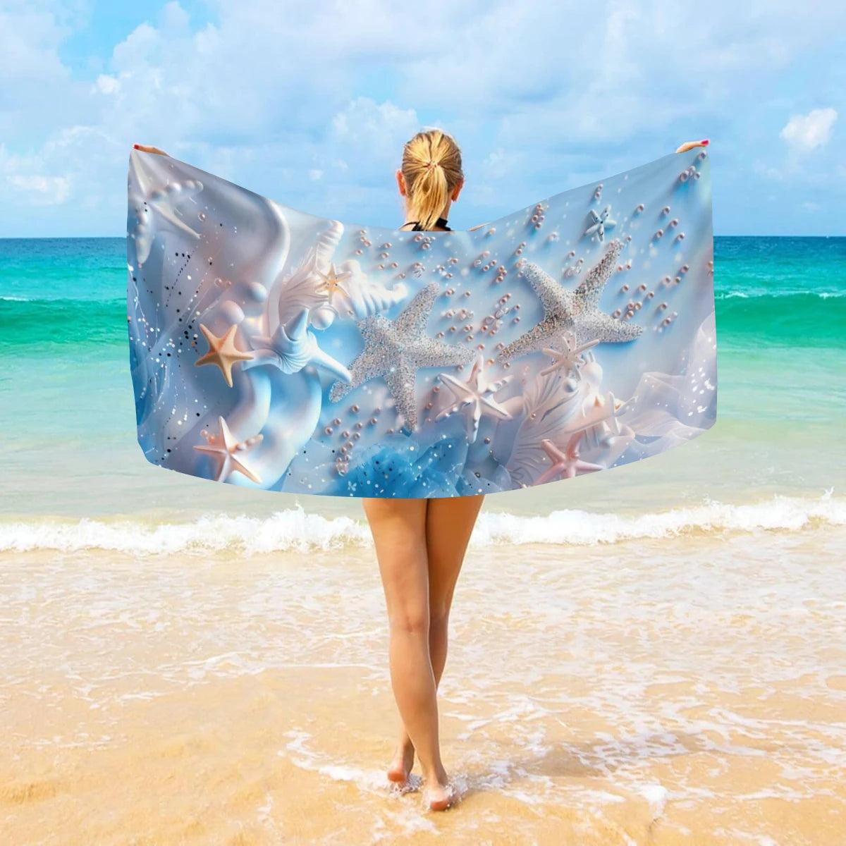 Strandtuch mit Ozean-Motiv – Schnell Trocknendes Mikrofaser Handtuch | Multifunktionales Handtuch für Sport, Schwimmen & Fitness Kaufschwan®