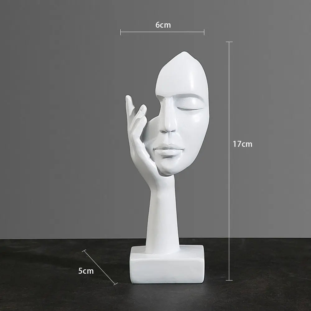 Abstrakte Resin Gesichtsstatue – Nordische Desktop Skulptur im Light-Luxury-Stil für Büro und Zuhause Kaufschwan® Weiß-C