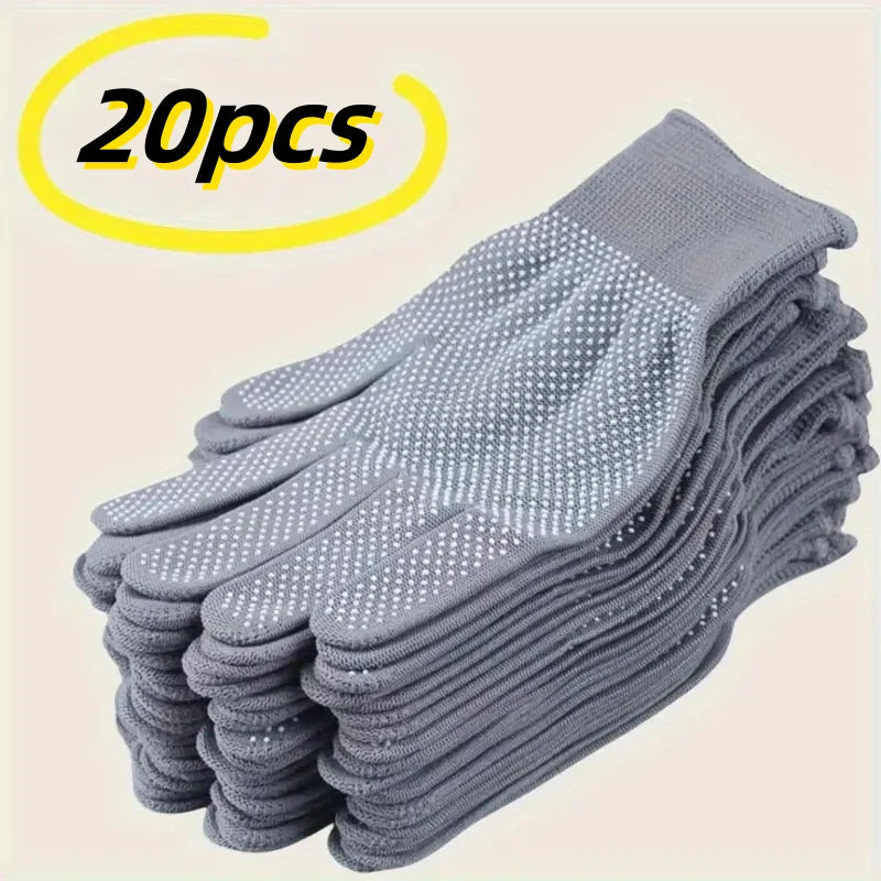Nylon Handschuhe Anti Rutsch Atmungsaktiv Multifunktion für Garten Arbeit Outdoor 20 Stück/Set Kaufschwan® Grau 20 Stück