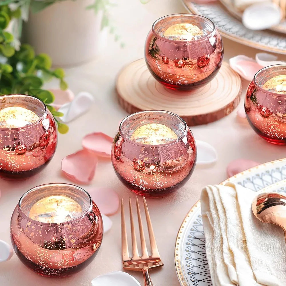 6 / 12 Stück Mercury Glas Teelichthalter – Bunte Kreative Kerzenhalter für Wohndeko, Hochzeit & Party Tischdekoration Kaufschwan®