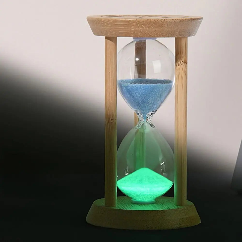 Bambus Leuchtende Sanduhr – Kreativer Fluoreszierender Glas Timer mit Naturrahmen Kaufschwan®
