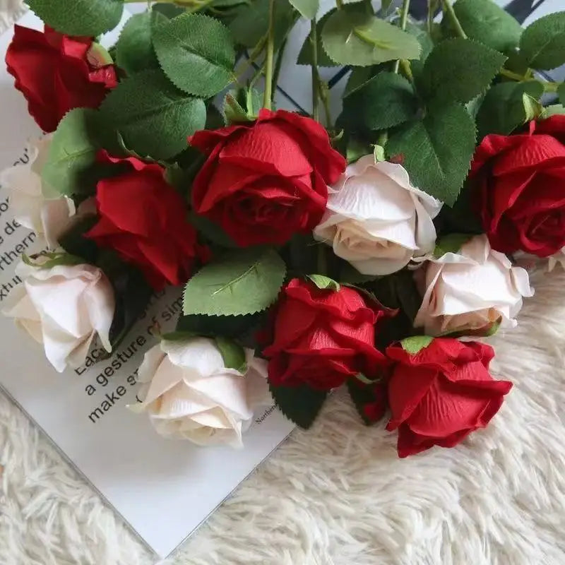 1/5/10/20 Stück Künstliche Rosen – Realistische Seidenrosen füar Hochzeit & Wohndekoration | Eleganter Rosenstrauß aus Kunstblumen Kaufschwan®