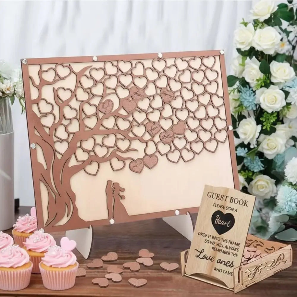 Holz Herzen Gästebuch Hochzeit – Rustikale Alternative mit Rahmen Kaufschwan®