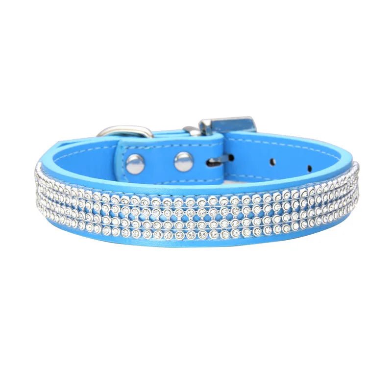 Wildleder Kristall Strass Hundehalsband Verstellbar Glitzer Halsband mit Zinklegierung Schnalle für Kleine Hunde Katzen Kaufschwan® Blau XS 1.5X30cm