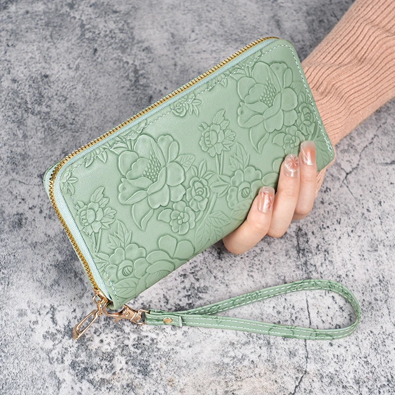 Damen Langbörse – Koreanischer Stil | Multifunktionale Handtasche mit Reißverschluss, Handyfach & Münzfach Kaufschwan® Grün