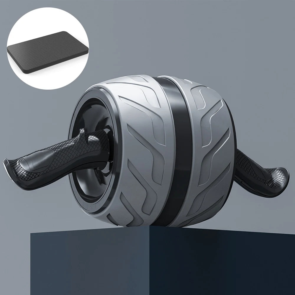 Ab-Roller mit Rückprallfunktion & Knieschutzmatte – Bauchtrainer Fitnessgerät für Zuhause & Studio Kaufschwan® Grau