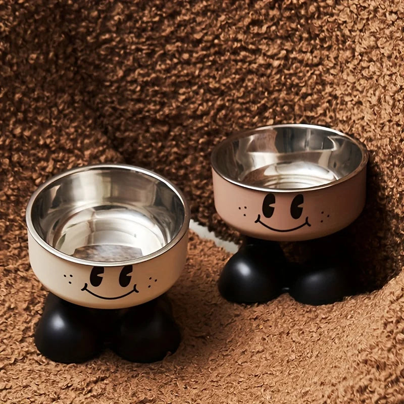 Erhöhter Smiley Haustiernapf – Edelstahl Futterschüssel mit Standfüßen Kaufschwan®