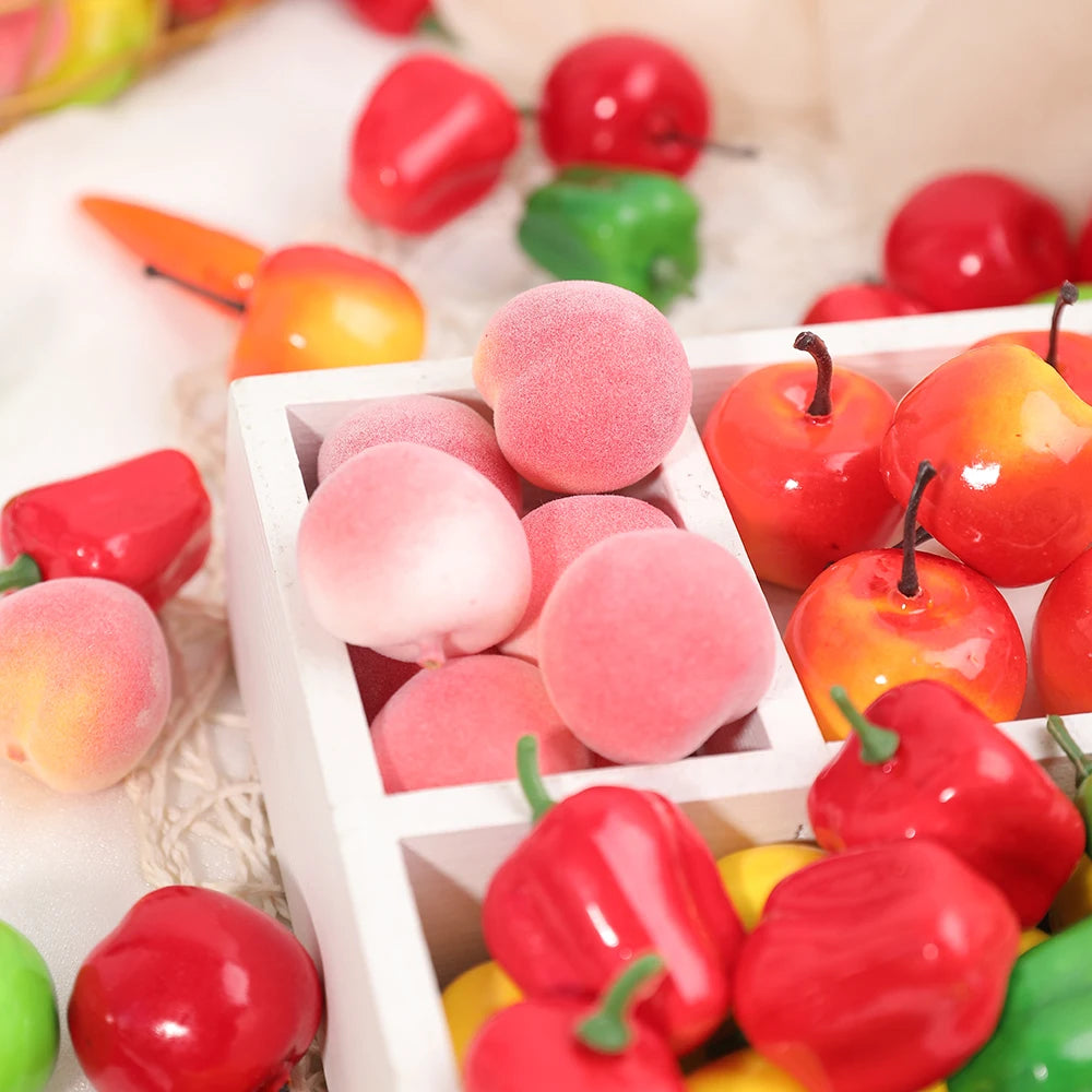 10 / 20 Stück Künstliche Schaumstoff Früchte & Gemüse – Apfel, Birne, Pfirsich & Banane Dekoration für Weihnachten & Hochzeit Kaufschwan®