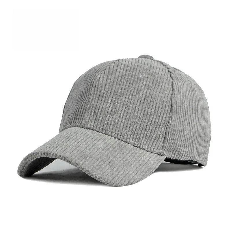 Cord Baseballkappe | Damen & Herren Baumwolle Einfarbige Baseballcap | Herbst Warm Hip Hop Snapback Baseballcap Kaufschwan® Grau