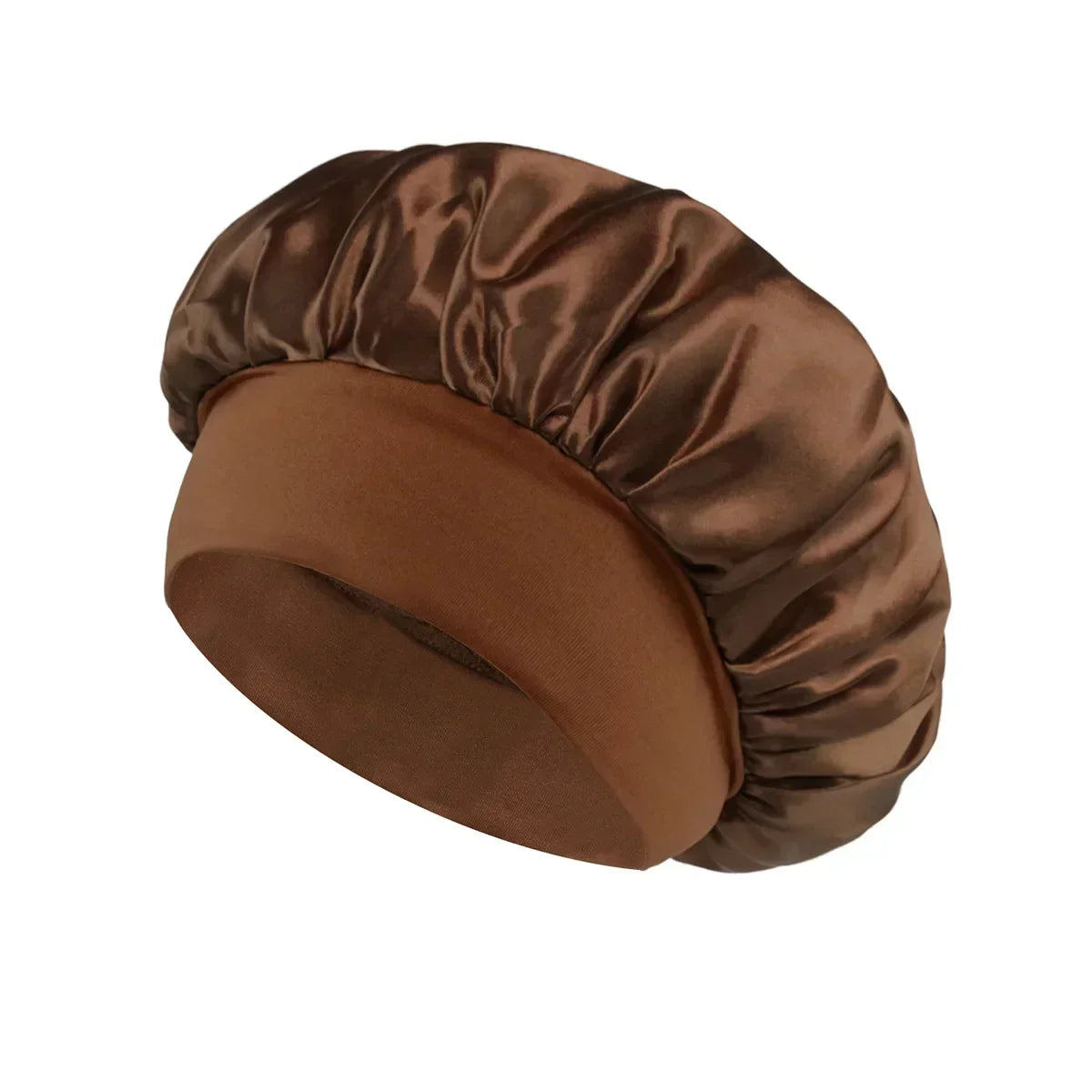 Satin-Schlafhaube für Damen – Große Elastische Haarhaube mit Breitem Weichem Band für Lockiges Haar und Nachtpflege