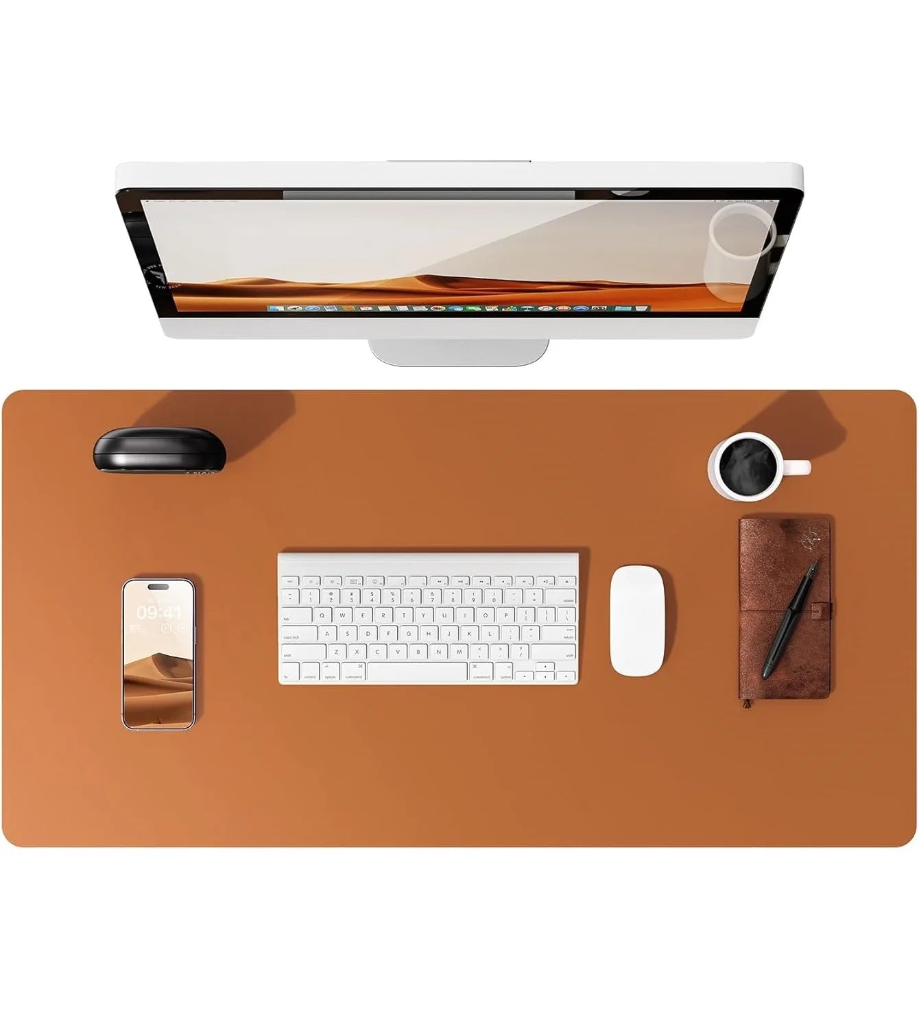 Große PU Leder Schreibtischunterlage – Rutschfeste Office Tischmatte und Laptop Schutzauflage Kaufschwan® Braun 60x35 cm