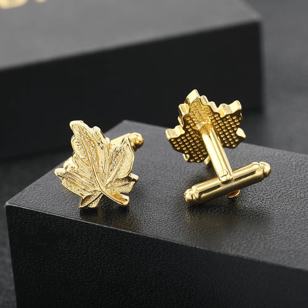 Herren Manschettenknöpfe – Ahornblatt Design | Elegante Metall Ärmelknöpfe im Retro-Stil für Hemden & Geschenke Kaufschwan®