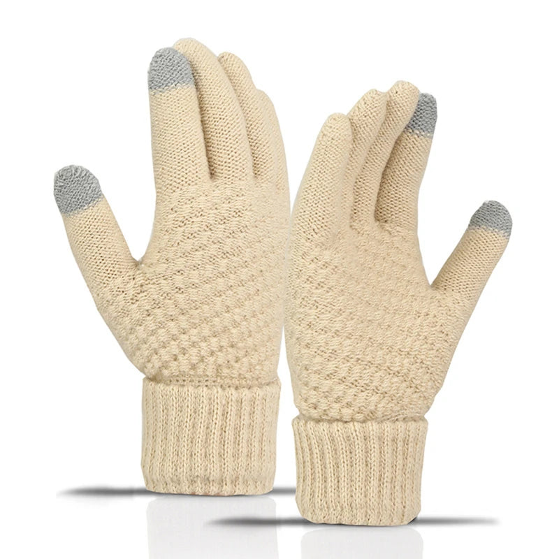 Winter Touchscreen Strickhandschuhe – Warme Unisex Vollfinger Handschuhe | Verdickte Strickhandschuhe aus Kunstwolle für Damen & Herren