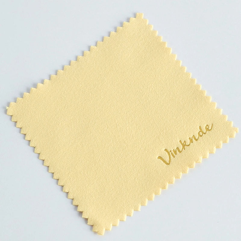 50 Stück Silber Poliertücher mit geprägtem Logo – 8×8cm Mikrofaser-Wildleder Stoff | Schmuckreiniger für Silber, Gold & Accessoires Kaufschwan® Gelb Mit Logo