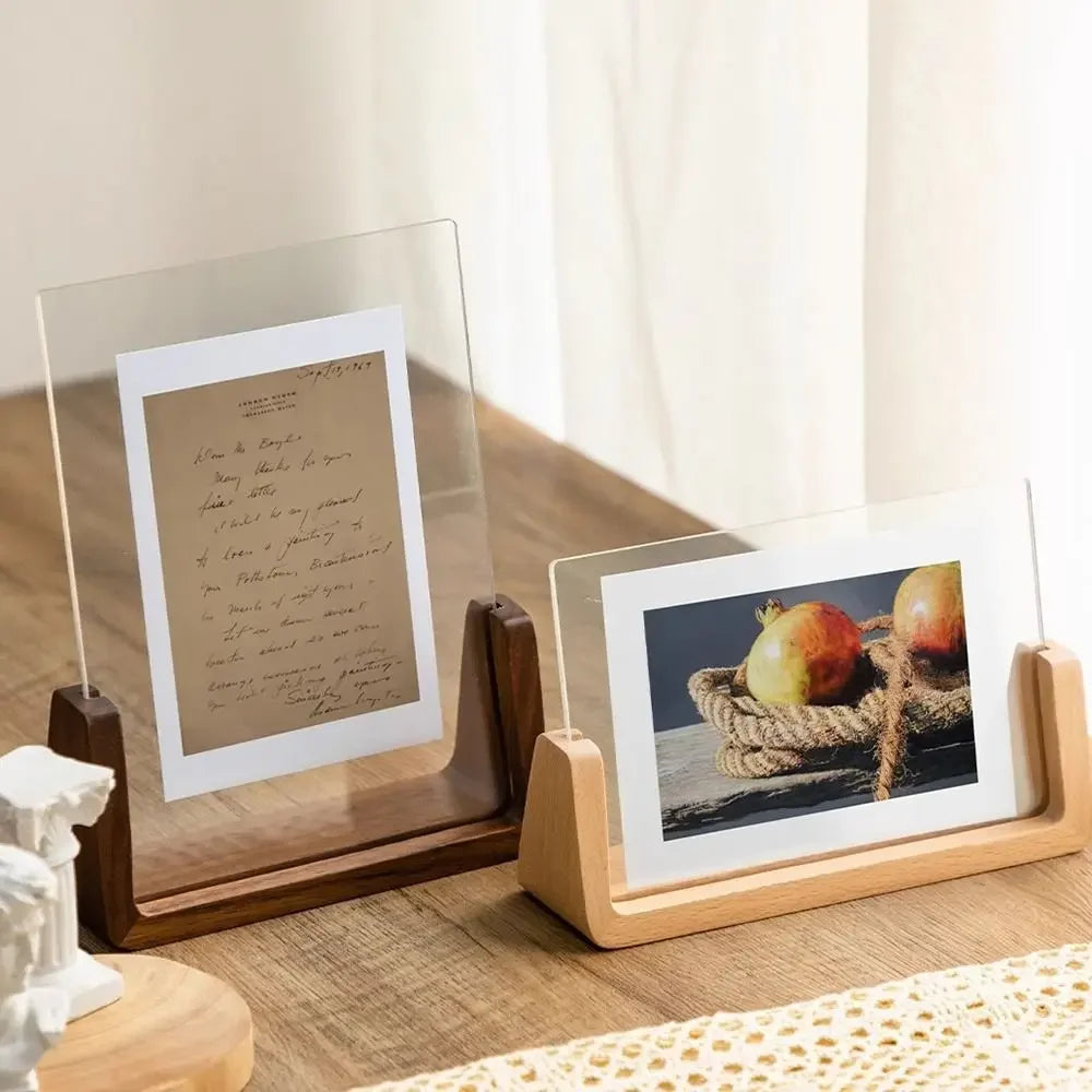 Walnuss / Buche Kreativer Acryl U Form Bilderrahmen – Transparenter Holz Desktop Fotorahmen Kaufschwan®