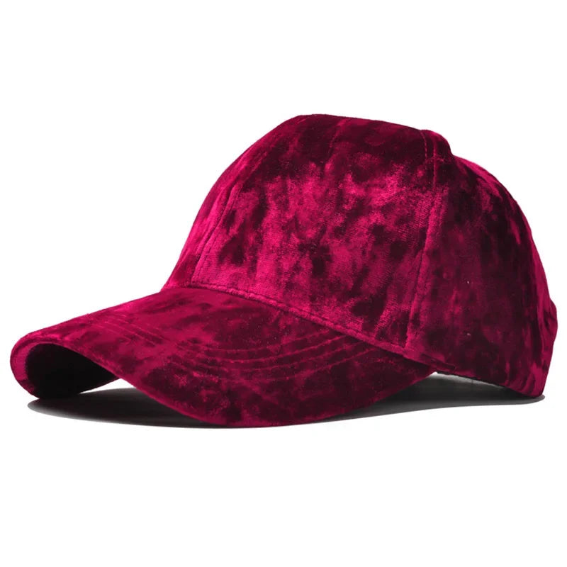 Velvet Baseballkappe | Unisex Herbst & Winter Fashion Cap | Lässiger Gebogener Schirm Hip-Hop Baseballcap Kaufschwan® Weinrot Einstellbar
