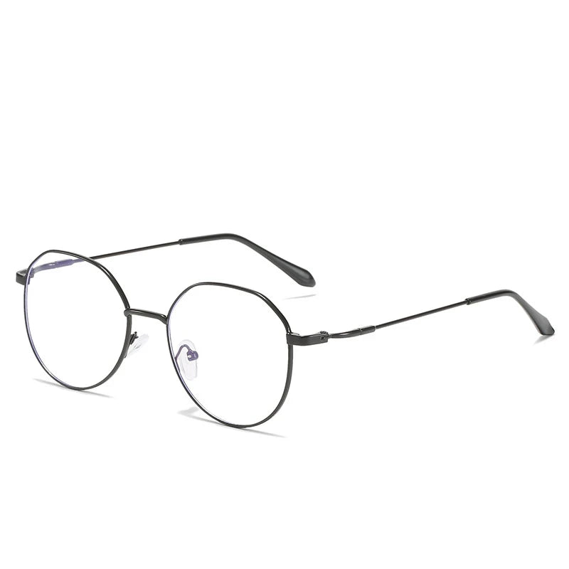 Metall Rund Anti-Blau-Licht Brille – Klassische Transparente Fassung für Damen & Herren | Quadratische Computerbrille Oculos Feminino Kaufschwan® Schwarz