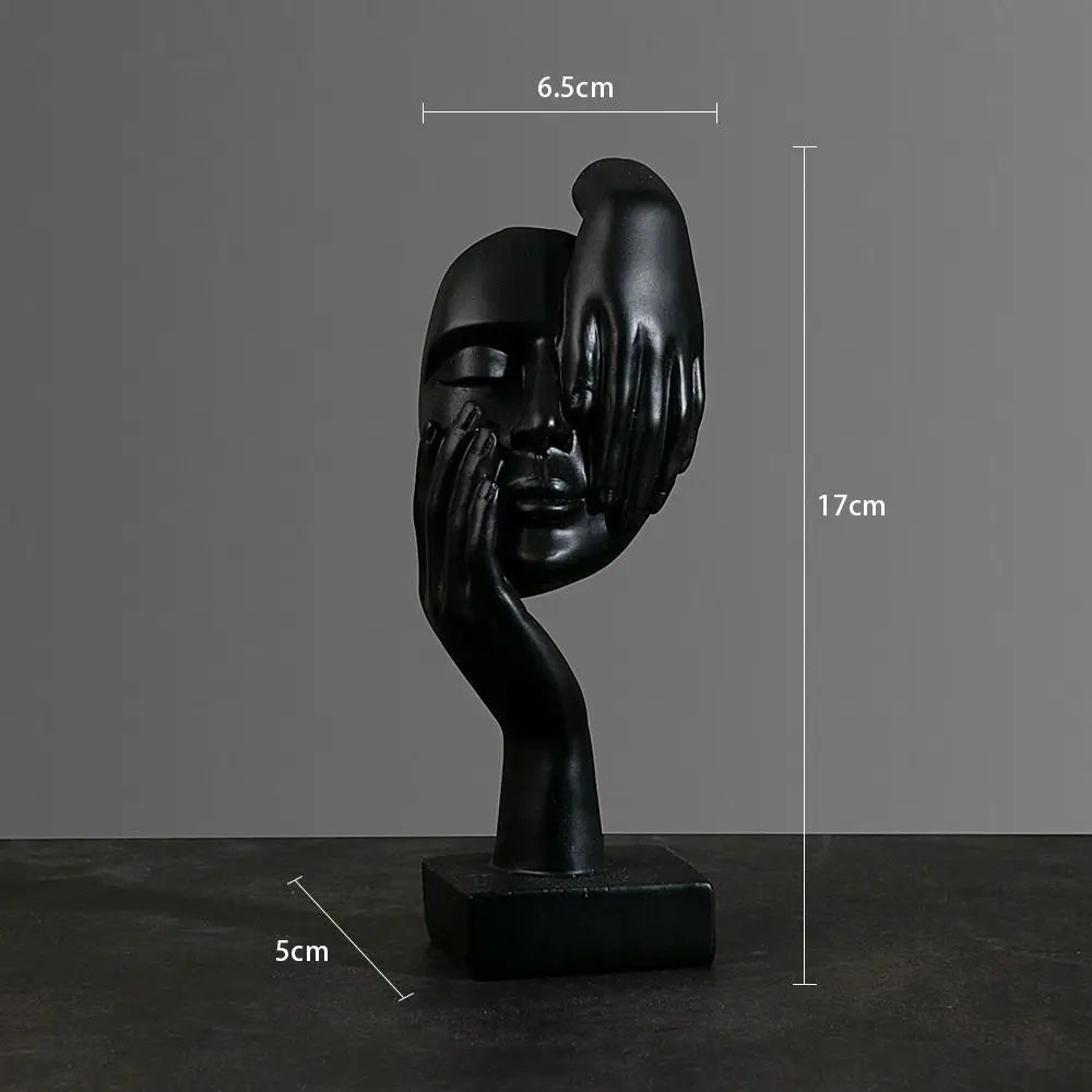 Abstrakte Resin Gesichtsstatue – Nordische Desktop Skulptur im Light-Luxury-Stil für Büro und Zuhause Kaufschwan® Schwarz-A