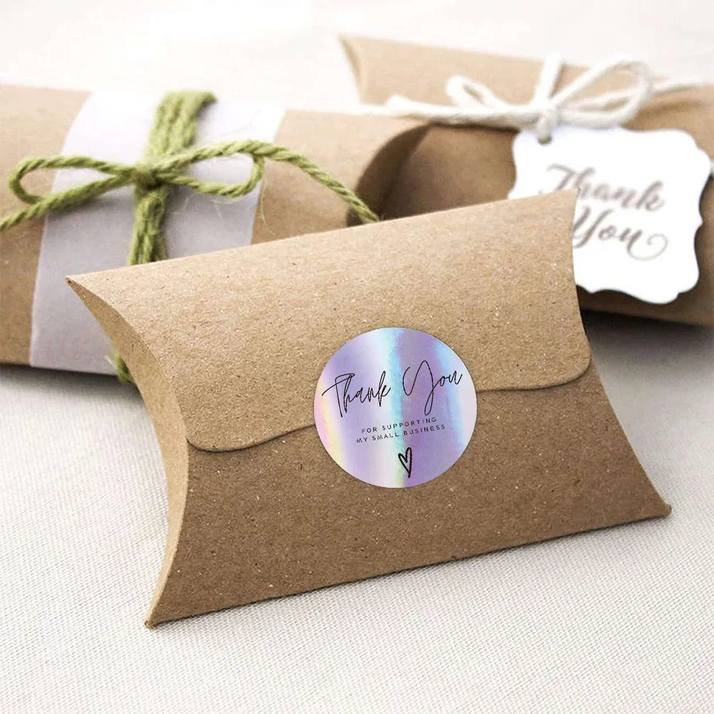 50–500 Stück Regenbogen Laser „Thank You“-Aufkleber – Holografische Etiketten für Kleinunternehmen & Boutique-Verpackungen Kaufschwan®