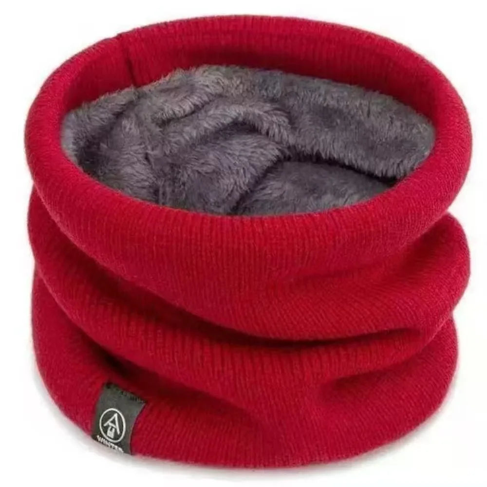 Gestrickter Nackenwärmer Sport Schal – Weicher Winter Gesichts- & Halswärmer für Damen & Herren | Dickes Kälteschutz-Kragenband für Skaten, Laufen & Wandern Kaufschwan® Rot