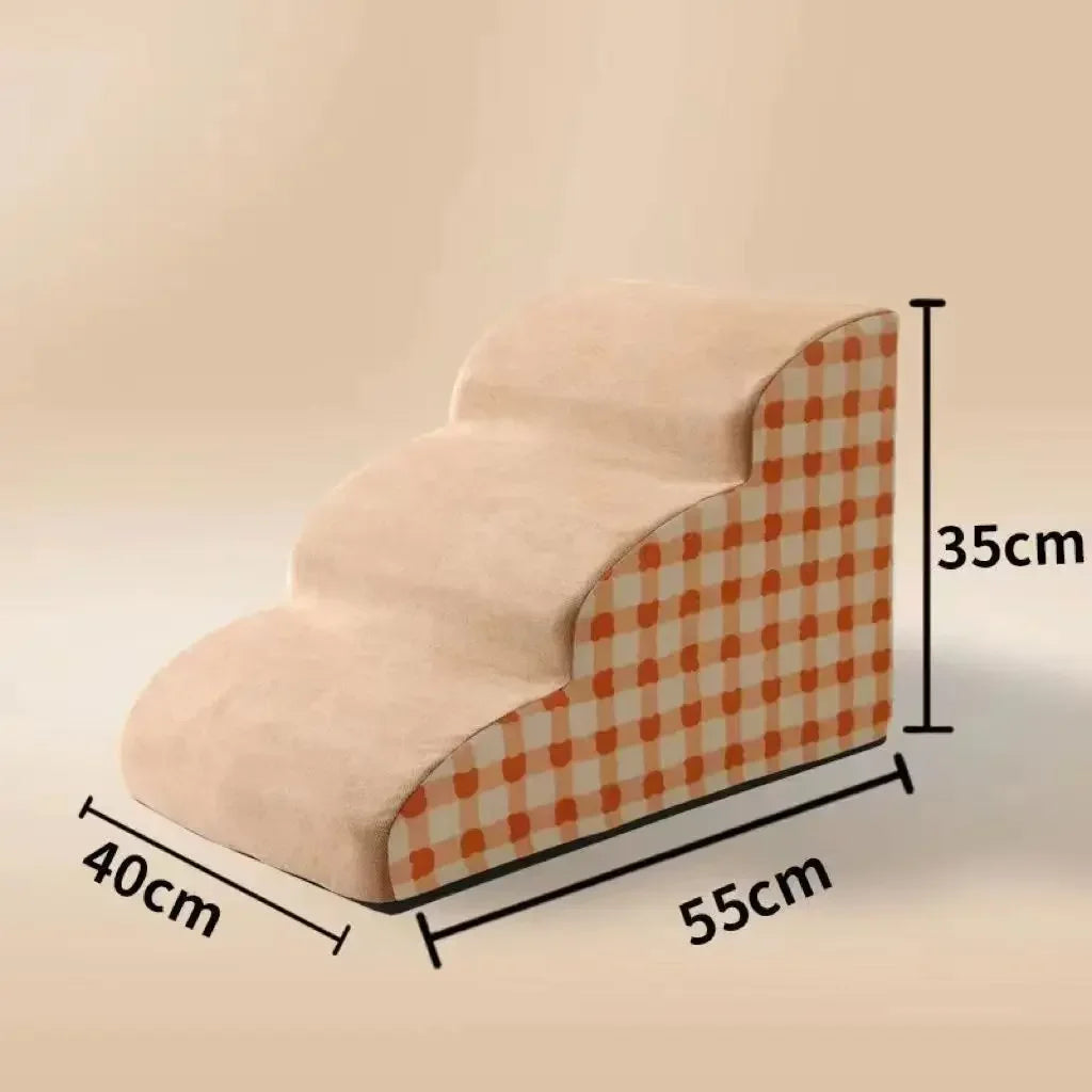 Schaumstoff Haustierrampe – Rutschfeste Hundetreppe für Senioren Hunde Kaufschwan® 3 Stufen Orange