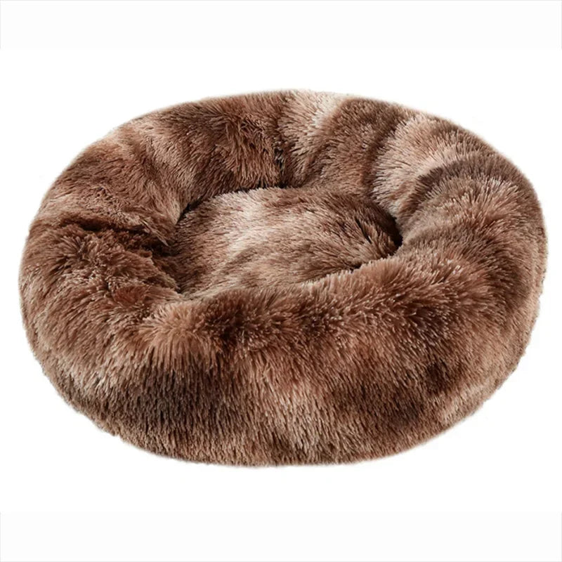 Rundes Plüsch Haustierbett – Weiches Warmes Hund- und Katzenbett Kaufschwan® Braun 40cm