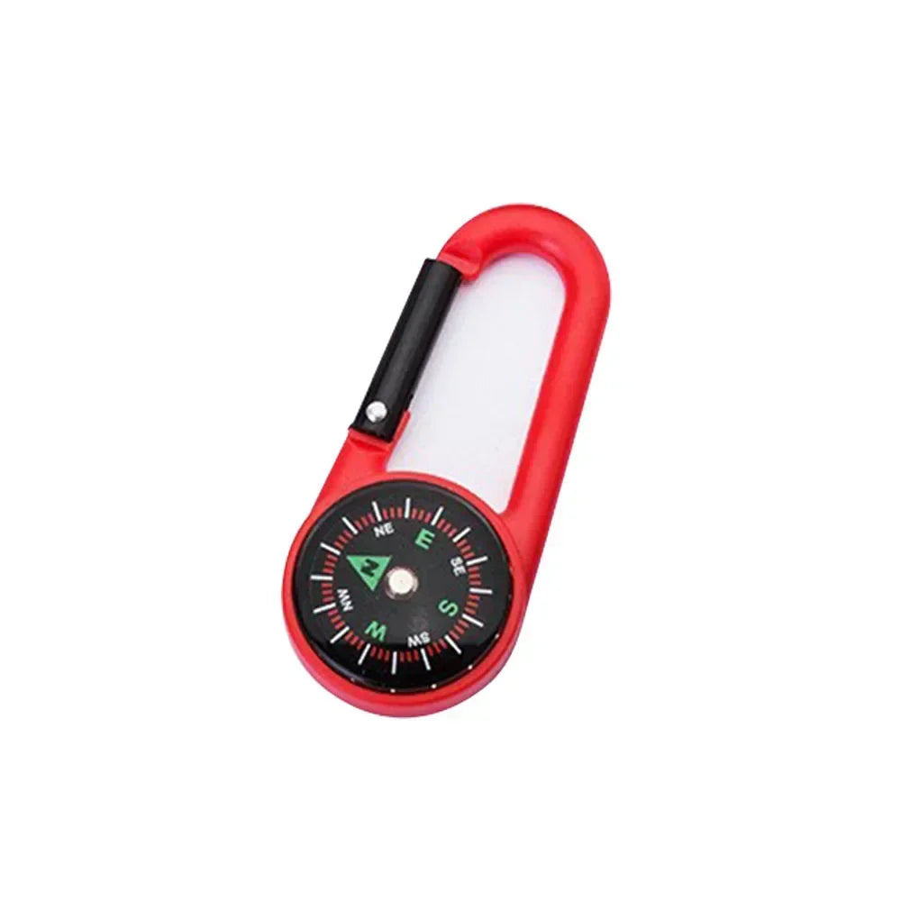 Outdoor Kompass Karabiner Schlüsselanhänger – Mini Camping Buckle für Bergsteigen, Wandern, Rucksäcke & Survival | Kinder Geschenkclip mit Kompass Kaufschwan® Rot