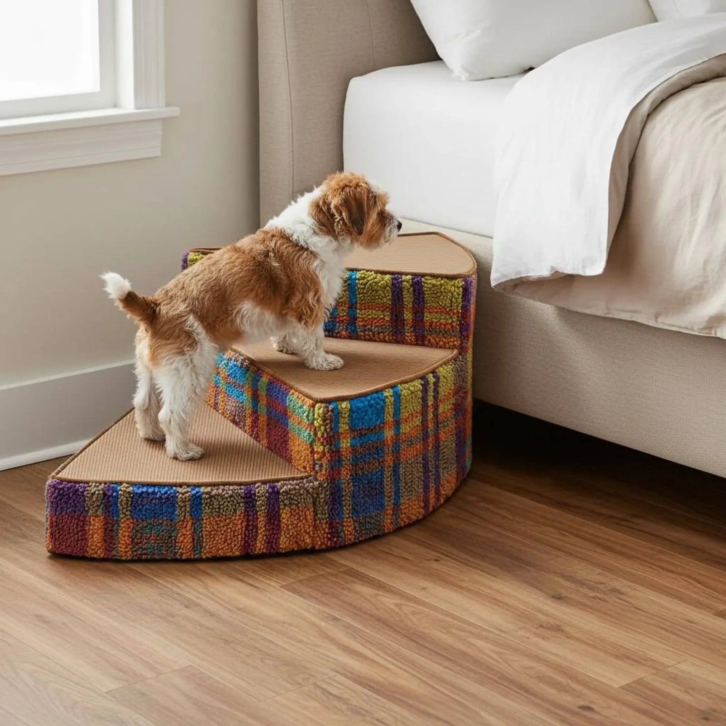 Gebogene Haustiertreppe – Leichte Schaumstoff Hundetreppe mit Rutschfestem Design | Weiche Katzen- und Hundeleiter Kaufschwan®