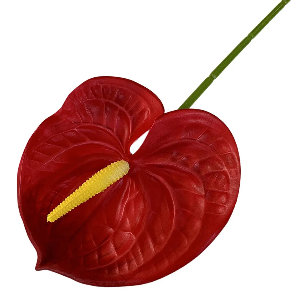 Mehrfarbige Künstliche Kleine Anthurie 60cm – Real-Touch Gummiblume für Zuhause, Fotorequisiten & Tropische Dekoration Kaufschwan® Rot