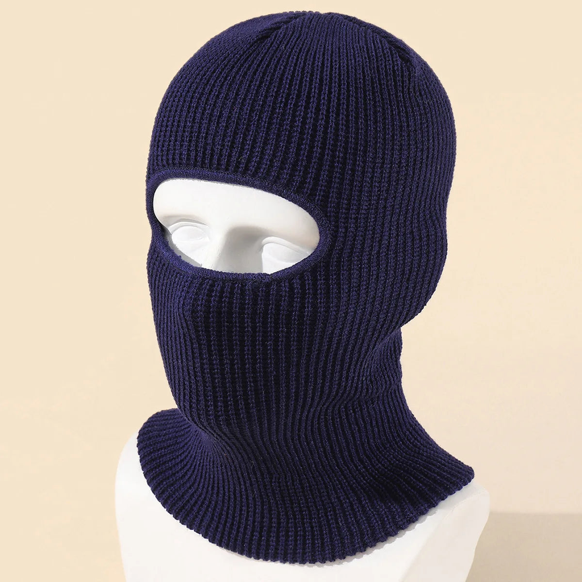 Unisex 1-Loch Skimaske Balaclava – Gestrickte Vollgesichts-Beanie Mütze | Winddichte Wintermütze für Damen & Herren beim Radfahren & Outdoor Kaufschwan® Marine 54-59cm