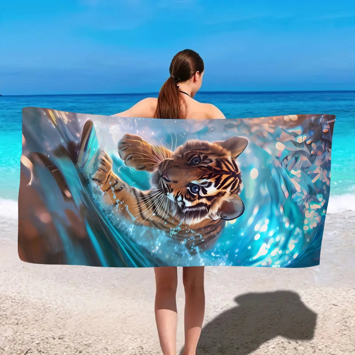 Einfaches & Stilvolles Strandtuch mit Tiermuster – Großes Schnell Trocknendes Mikrofaser Handtuch | Weiches & Saugfähiges Sommer Strandtuch Kaufschwan®