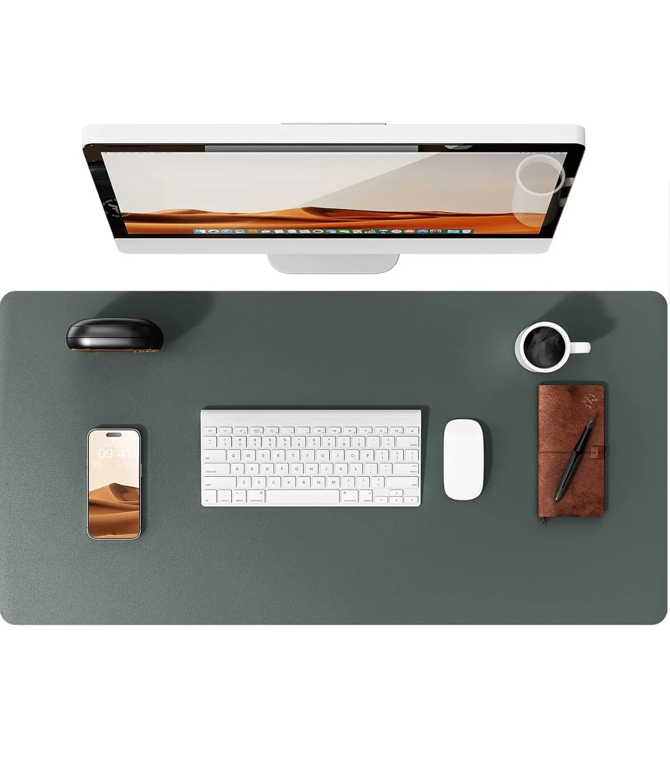 Große PU Leder Schreibtischunterlage – Rutschfeste Office Tischmatte und Laptop Schutzauflage Kaufschwan® Dunkelgrün 60x35 cm