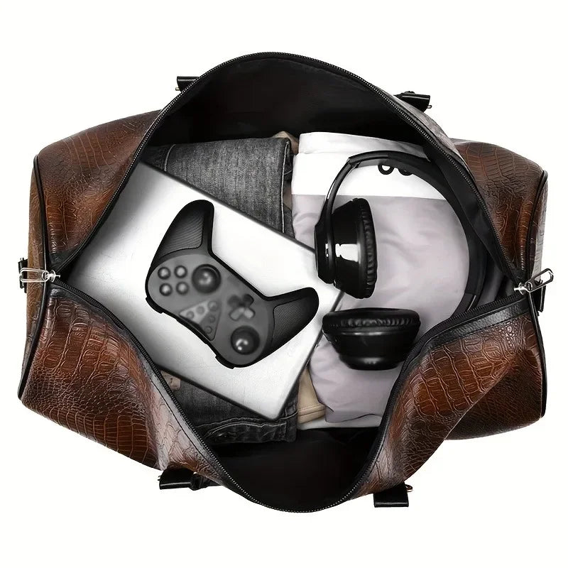 Große Retro Reisetasche mit Krokodilprägung – Robuste Unisex Duffle Bag für Urlaub & Reisen | Vielseitiges Geschenk für Damen & Herren Kaufschwan®