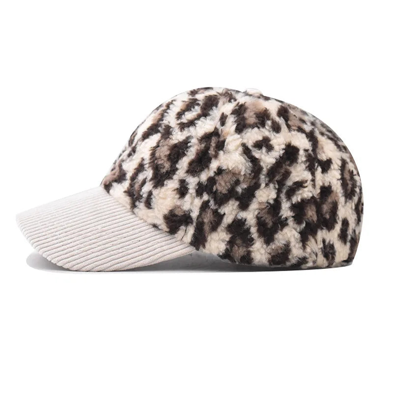 Damen Leopard Print Baseballkappe | Modischer Gebogener Schirm Baseballcap | Verstellbarer Riemen für Sonnenschutz Kaufschwan®