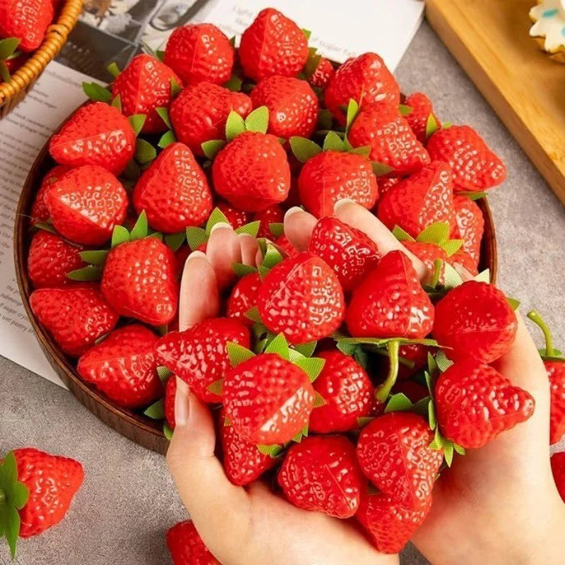 10 / 20 Stück Künstliche Schaumstoff Früchte & Gemüse – Apfel, Birne, Pfirsich & Banane Dekoration für Weihnachten & Hochzeit Kaufschwan® Erdbeere 20 Stück