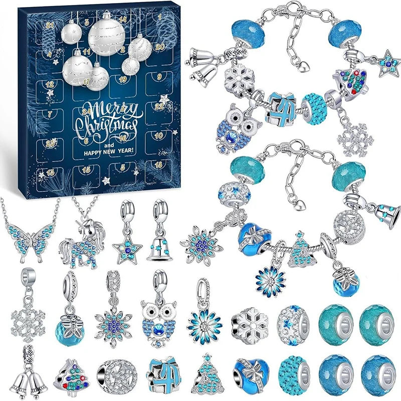 Schmuck-Adventskalender für Kinder – Weihnachtskalender mit Perlen-Bastelset, Armbändern & Weihnachtsmann-Überraschungen