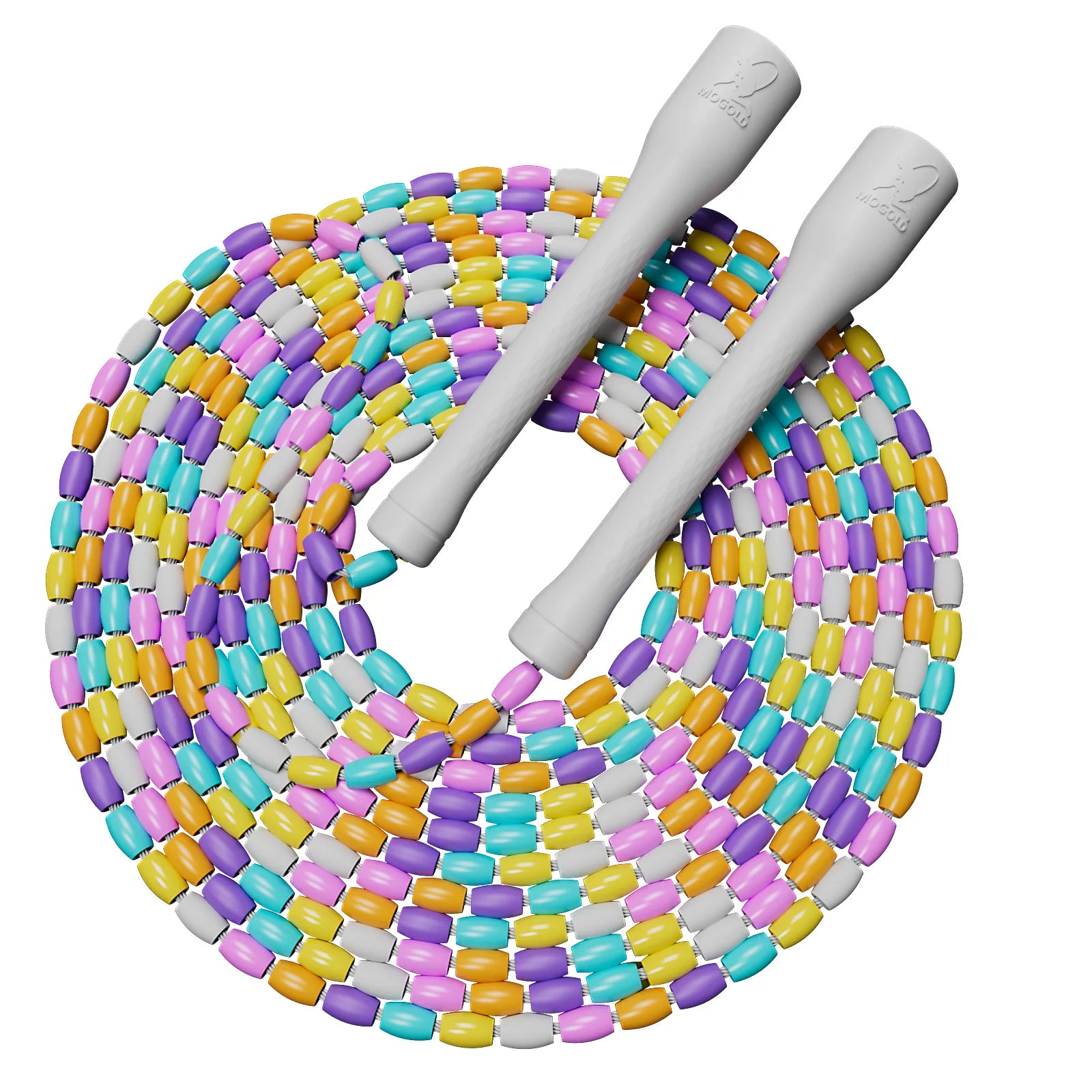 Springseil mit Bambusgelenk – PP Weiches Perlen Springseil Ohne Verheddern | Segmentiertes Fitness Seilspringen für Anfänger, Erwachsene & Kinder Kaufschwan® Weiß