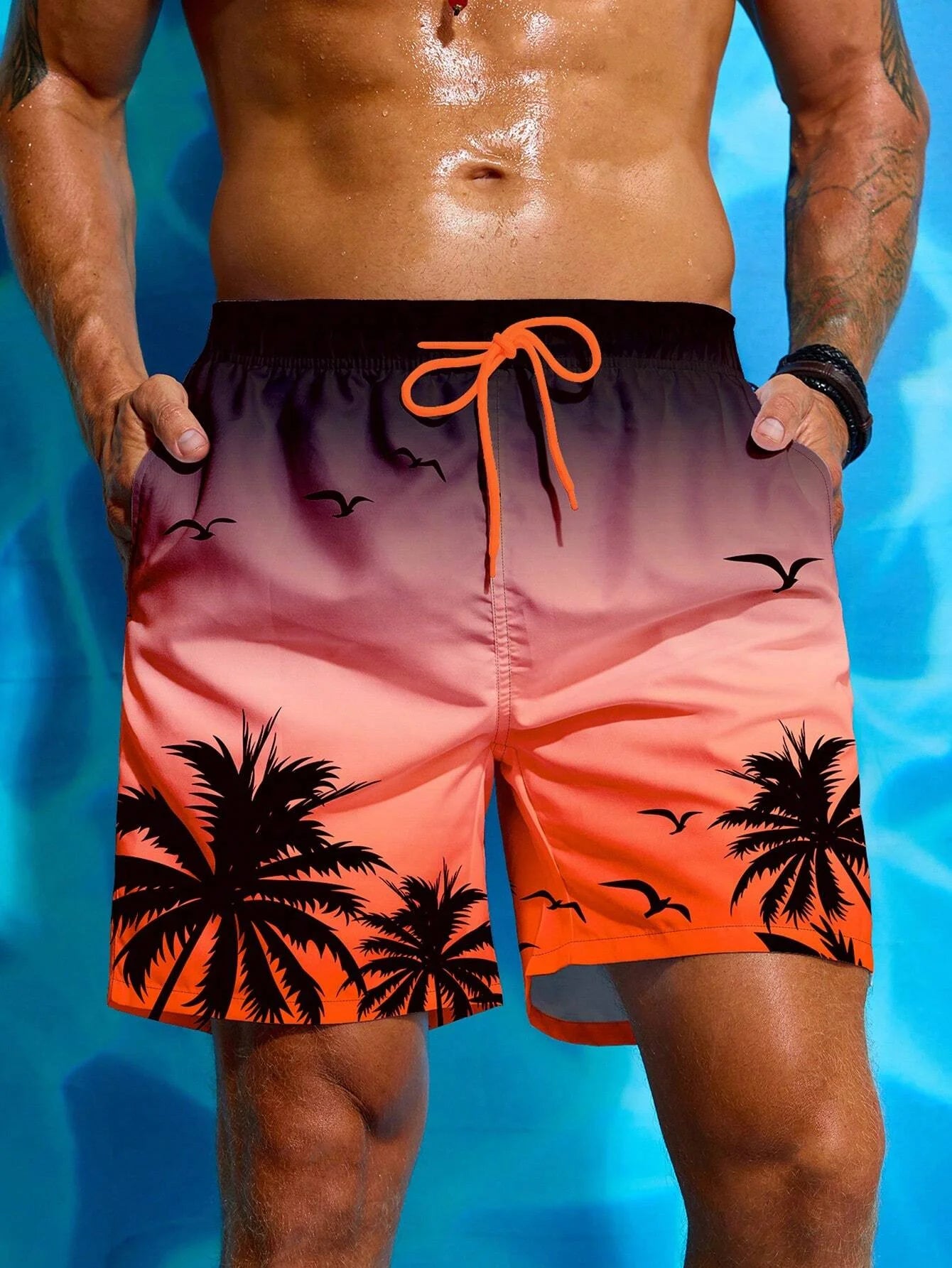 Herren Badeshorts mit Palmenmuster – Sommer Boardshorts mit Kordelzug | 3D Druck Atmungsaktive Strandshorts Streetwear Kaufschwan®