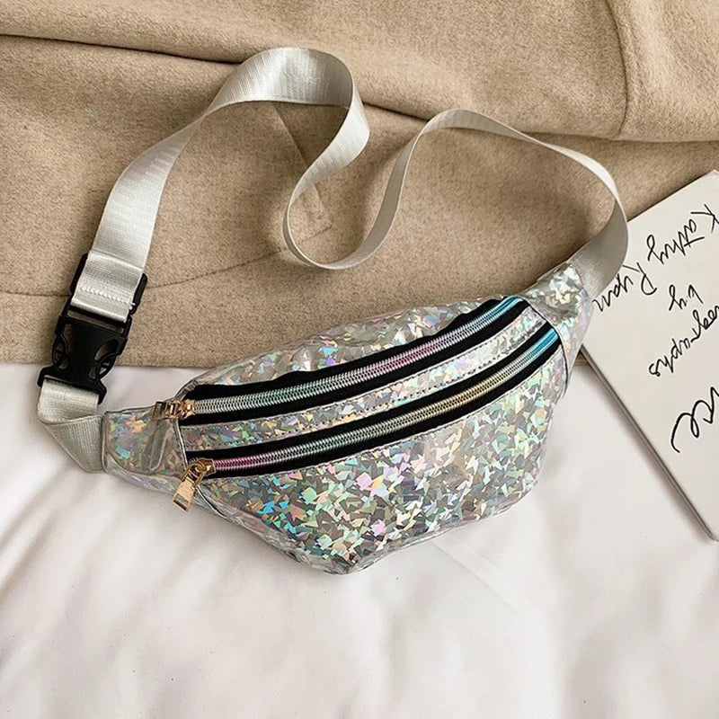 Holografische Gürteltasche – Laser PU Leder Hüfttasche | Reise Bum Bag, Crossbody Schultertasche für Damen & Mädchen