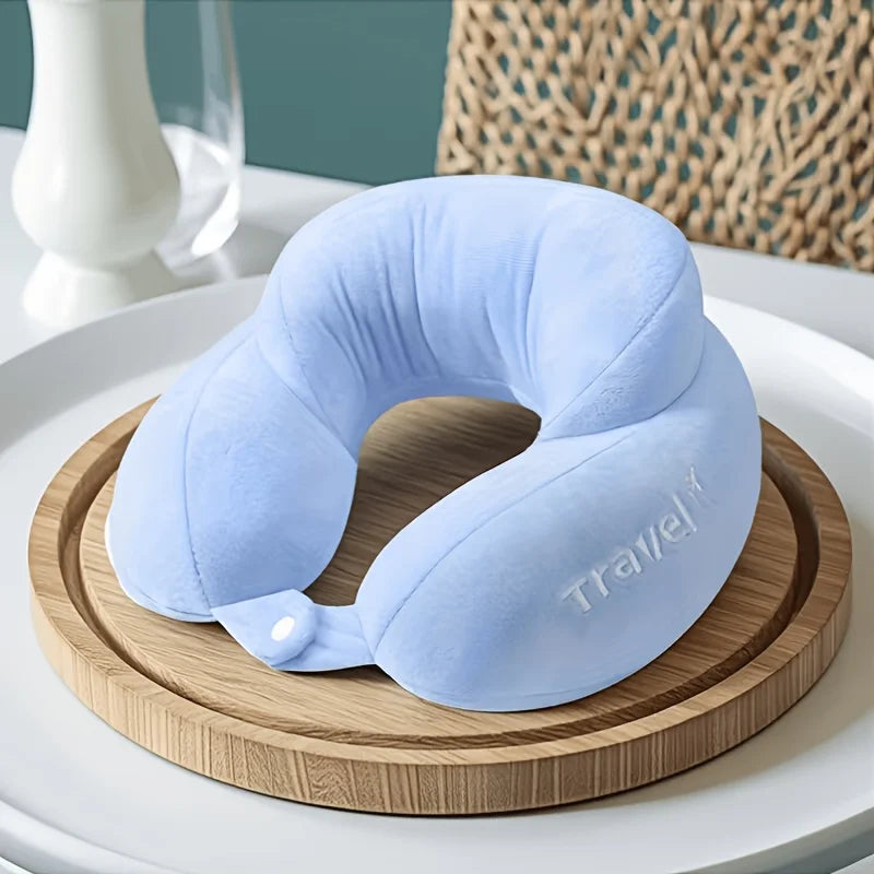 U Förmiges Memory Foam Nackenkissen – Weiches Reise und Massagekissen für Flugzeug und Entspannung Kaufschwan® Himmelblau