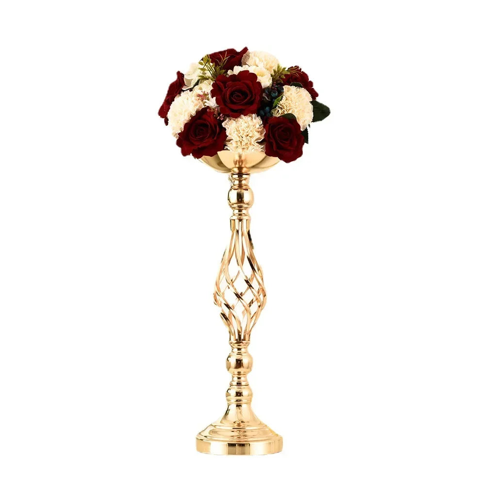 Goldfarbener Eisen Kerzenhalter – Gedrehter Tisch Kerzenständer im Vasenstil für Zuhause, Hochzeit & Blumendekoration Kaufschwan®