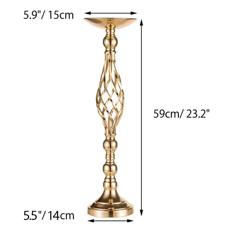 Goldfarbener Eisen Kerzenhalter – Gedrehter Tisch Kerzenständer im Vasenstil für Zuhause, Hochzeit & Blumendekoration Kaufschwan® Gold L 2 Stück