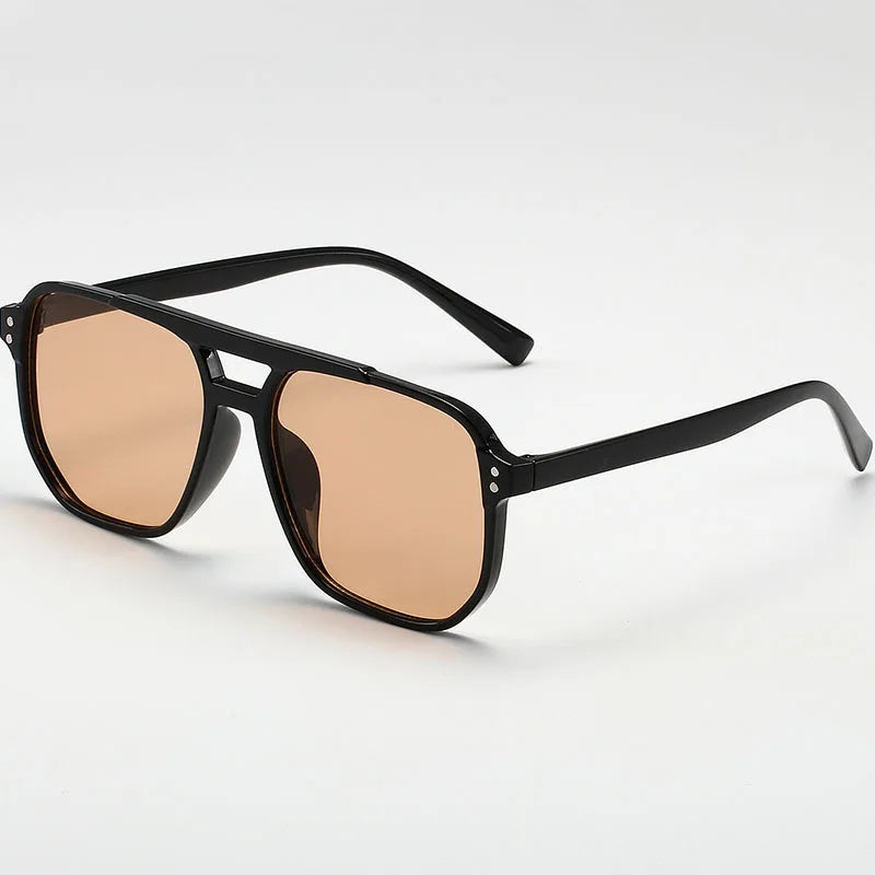 Retro-Sonnenbrille mit Doppelsteg – Modische Sonnenbrille im Vintage-Stil für Damen und Herren, ideal für Alltag, Pendeln und Freizeit im Freien Kaufschwan® Beige