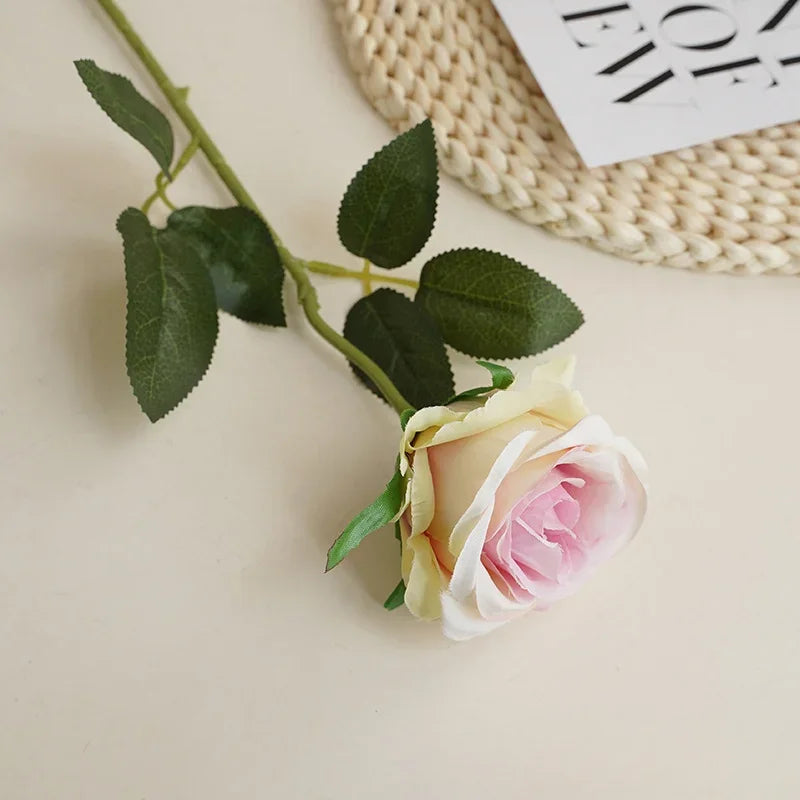 8CM Künstliche Rosen – Plastik Juana Blumenstrauß für Valentinstag, Hochzeit, Wohnzimmer & Esstisch Dekoration Kaufschwan® Pink/Weiß Farbverlauf