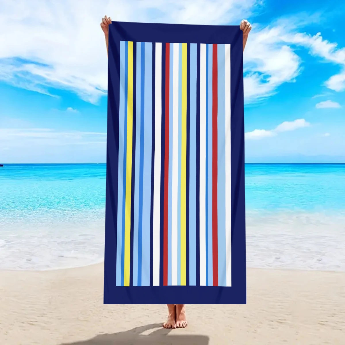 Modisches Großes Gestreiftes Strandtuch – Schnell Trocknend & Saugfähig | Weiches Schwimm- & Badehandtuch in Mehreren Farben Kaufschwan® Design 2 150x75cm
