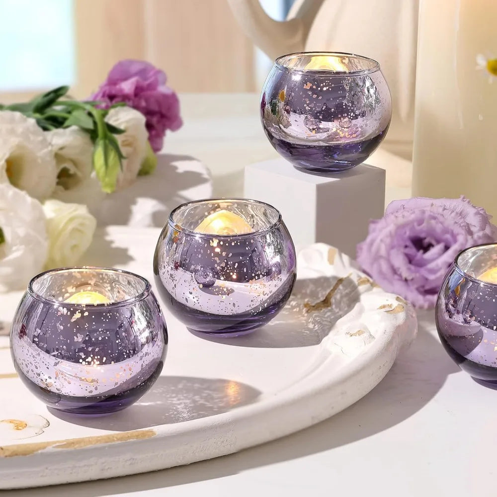 6 / 12 Stück Mercury Glas Teelichthalter – Bunte Kreative Kerzenhalter für Wohndeko, Hochzeit & Party Tischdekoration Kaufschwan®