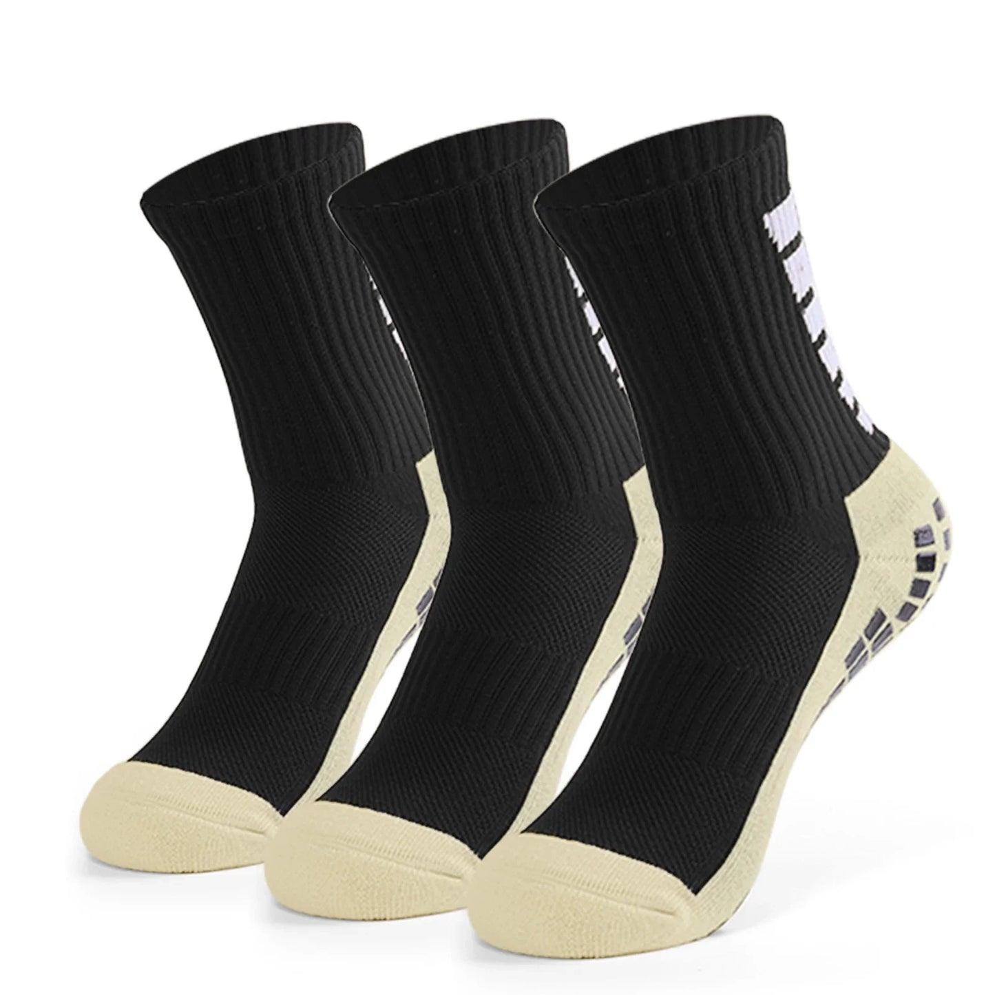Herren Anti-Rutsch-Sportsocken | Fußball, Basketball, Volleyball, Laufen, Trekking & Wandern Kaufschwan® Schwarz 3 Paare