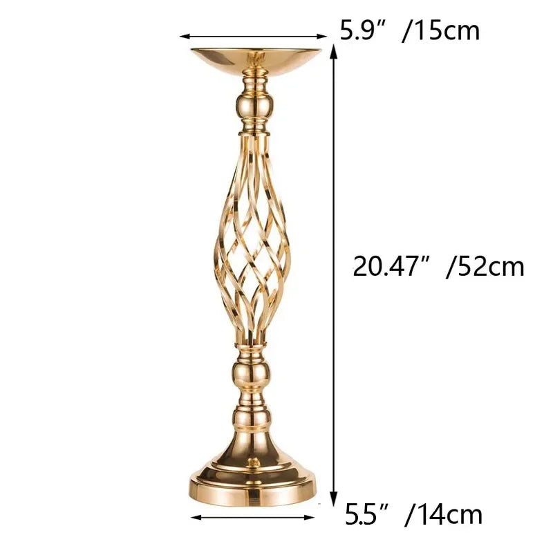 Goldfarbener Eisen Kerzenhalter – Gedrehter Tisch Kerzenständer im Vasenstil für Zuhause, Hochzeit & Blumendekoration Kaufschwan® Gold M 2 Stück