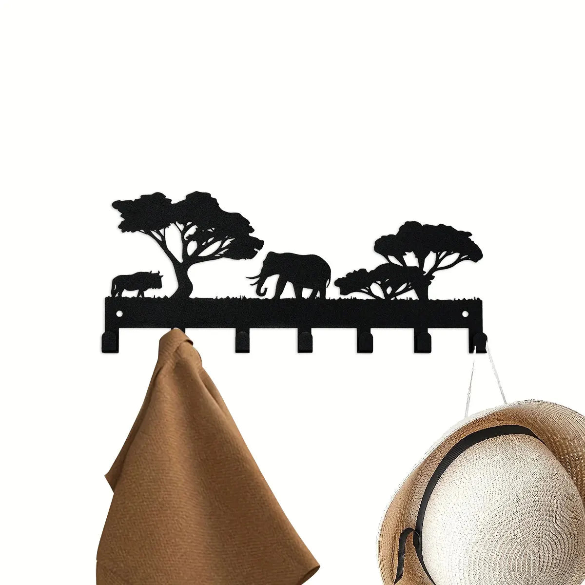 Metall Schlüsselhalter Elefant – Schwarzer Wandhaken mit 7 Haken | Dekorativer Schlüssel Organizer aus Eisen für Schlüssel, Taschen & Handtücher Kaufschwan®